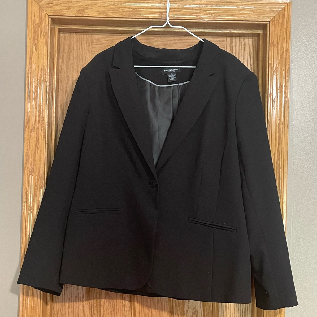 One Button Black Work Jacket